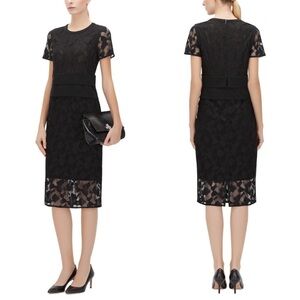 BOSS Hugo Boss Women Lace Midi Cocktail Dress Black Size 4